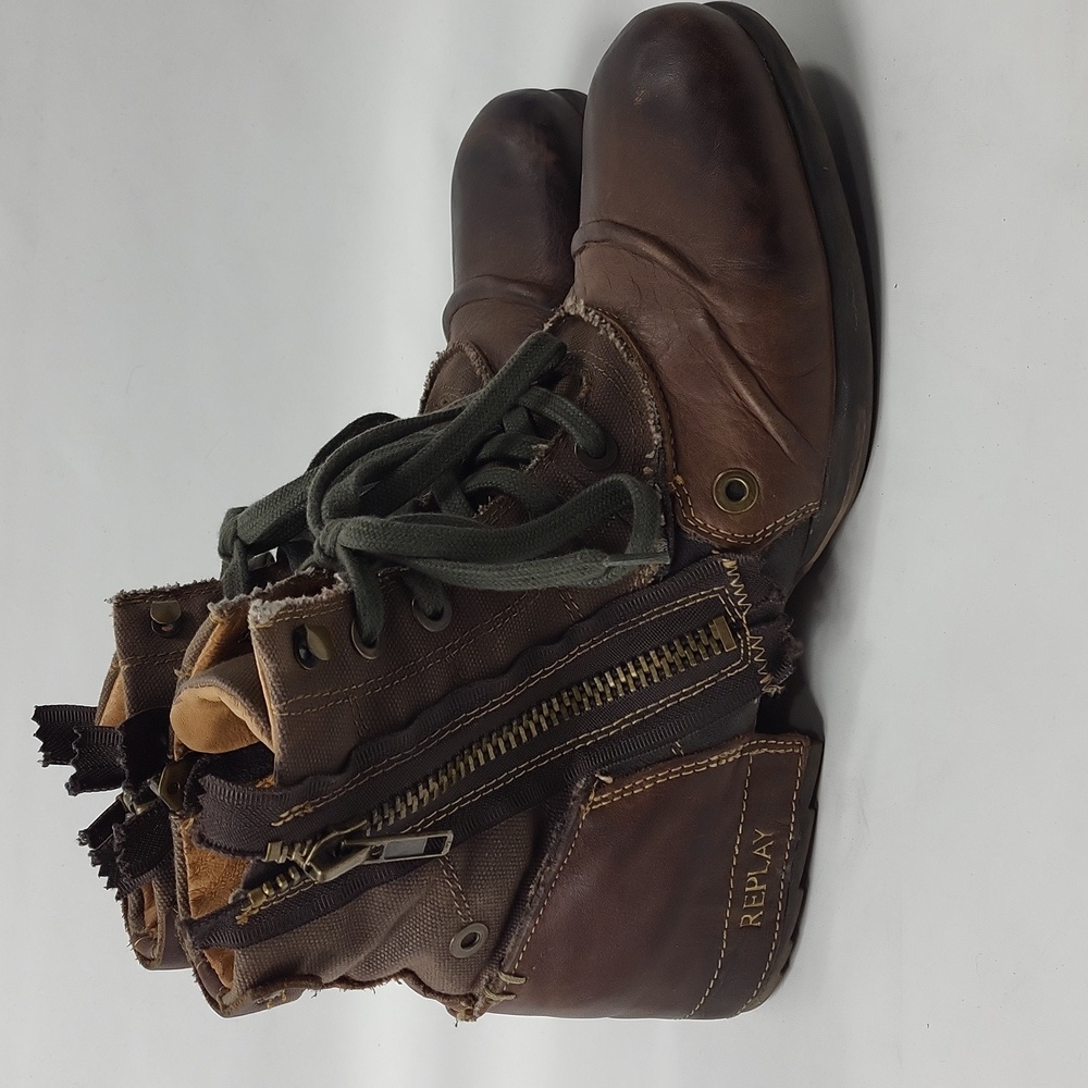 Replay Clutch Leather Boots Dark Brown Size 9